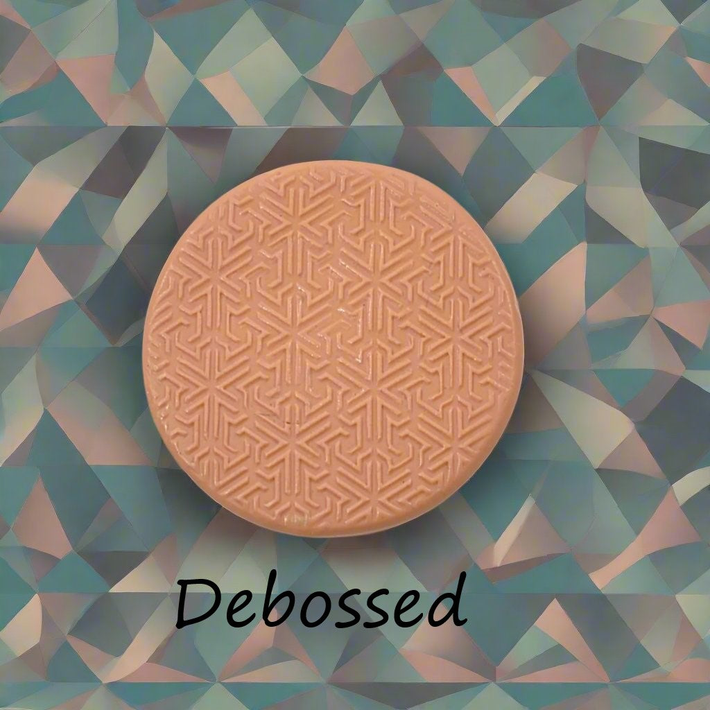 six pointed geometric design debossed in silly putty Using a embossed texture mat. This will give you an idea of what it will look like on metal clay or polymer clay