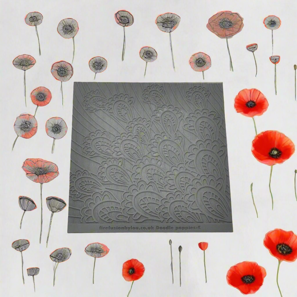 A pattern embossed texture mat in grey material. This texture mat will give you a debossed effect on metal clay or polymer clay.