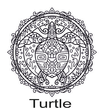 A mini texture tile debossed Turtle. This picture shows the texture tile pattern in black and white used with Art clay silver or other metal clay or polymer clay.