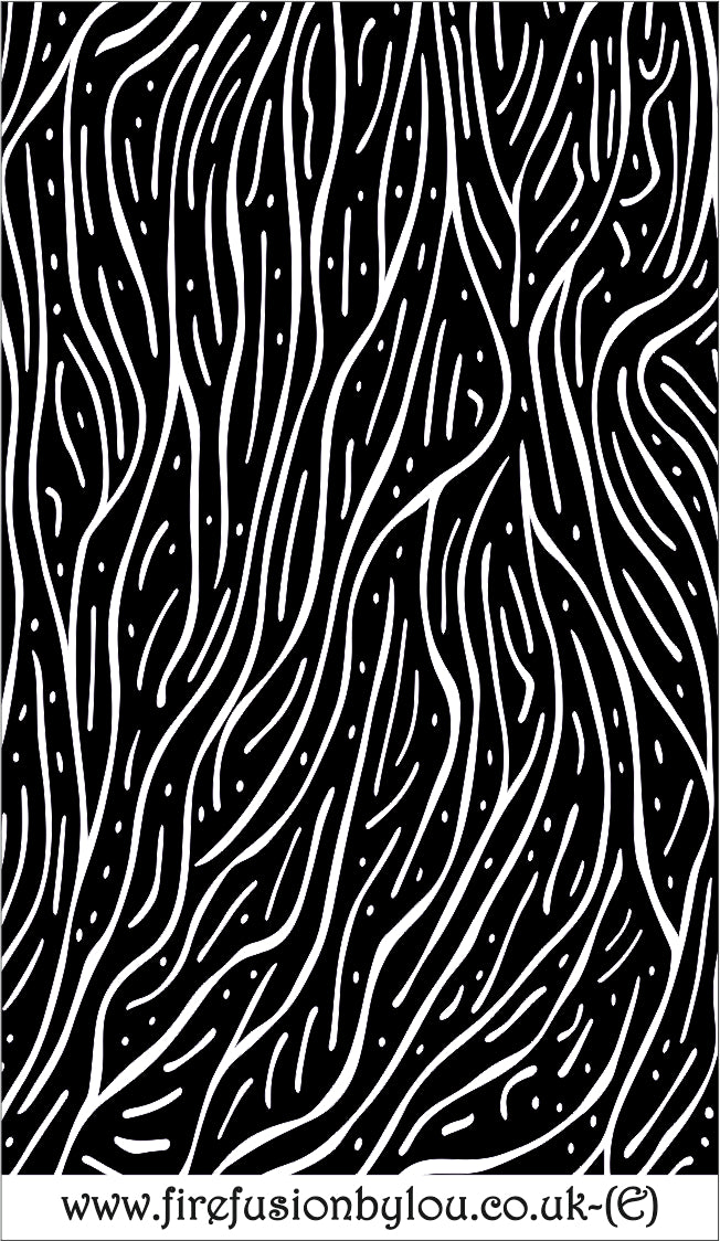 A pattern embossed texture mat in grey material. This picture shows the texture mat pattern in black and white for use on metal clay or polymer clay.