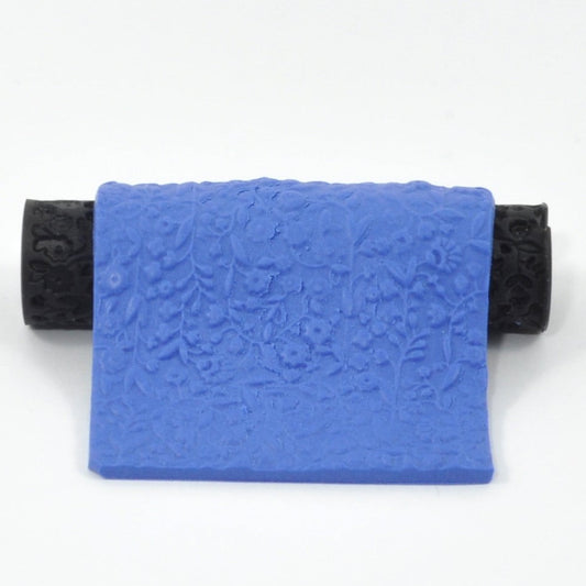 Blue textured object on a white background