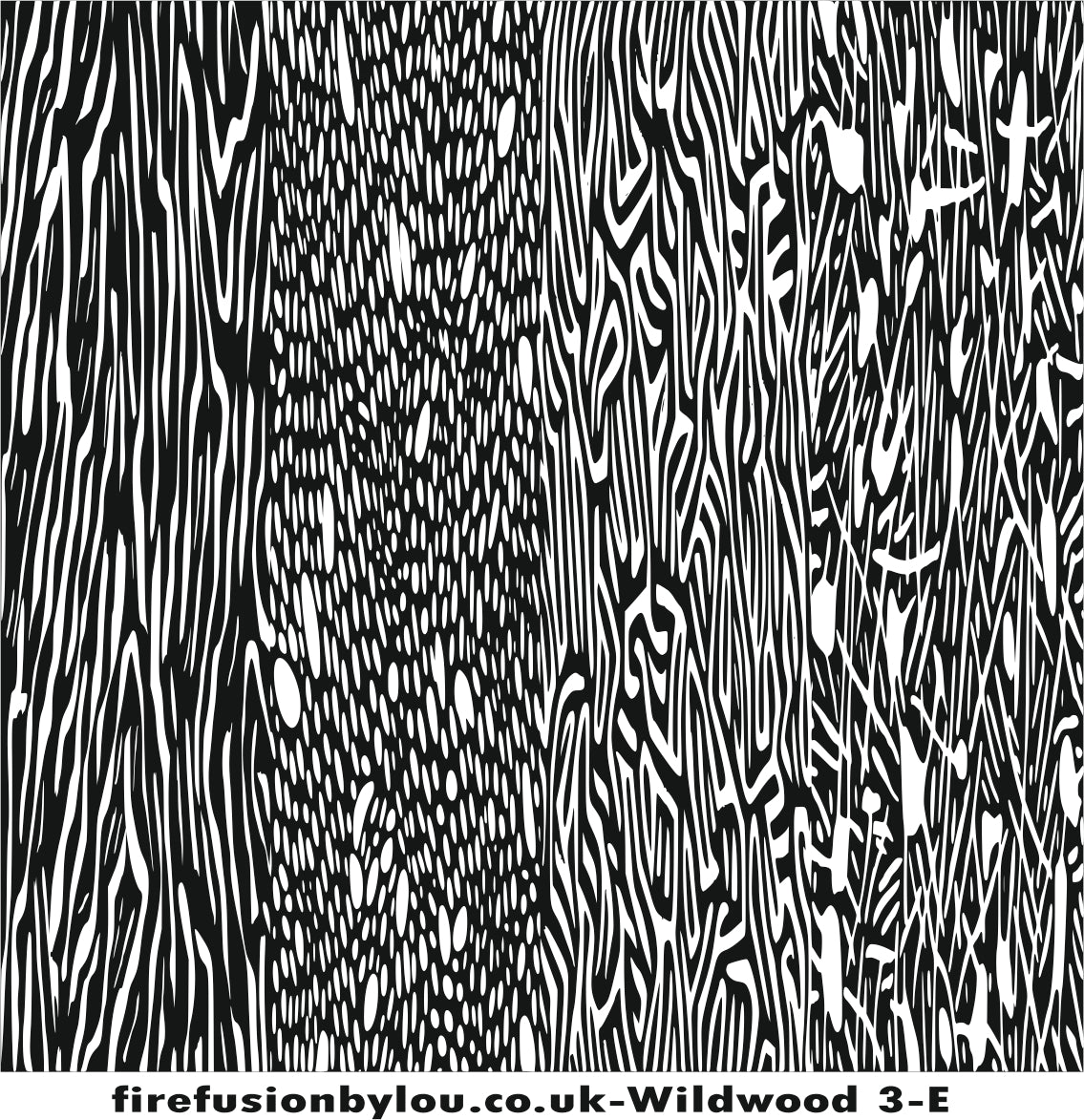 An embossed texture mat of wildwood. This picture shows the texture mat pattern in black and white for use on metal clay or polymer clay.