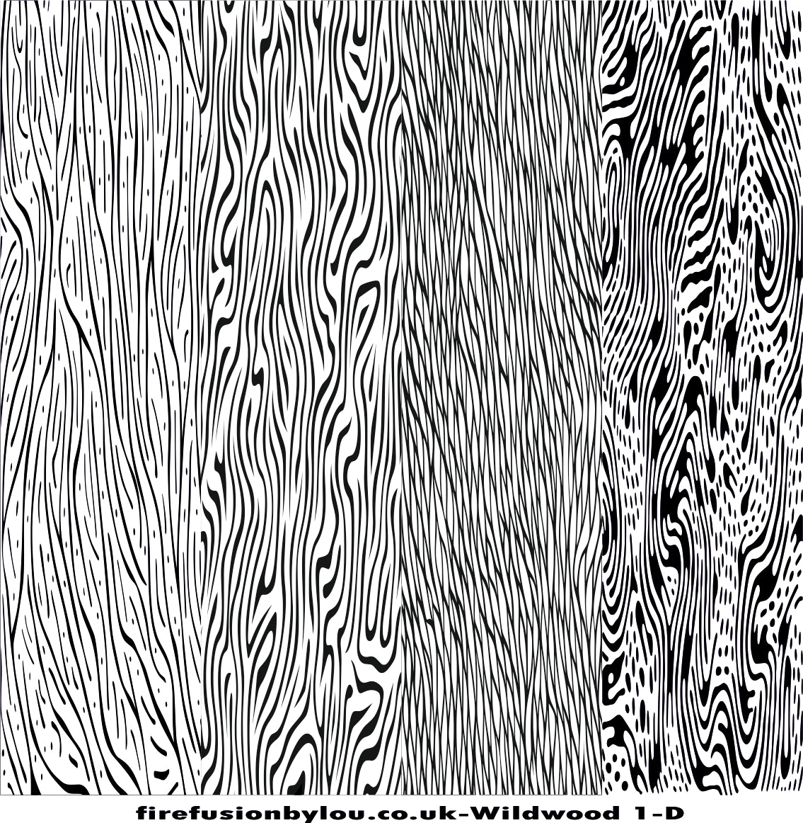 A debossed texture mat of wildwood. This picture shows the texture mat pattern in black and white for use on metal clay or polymer clay.