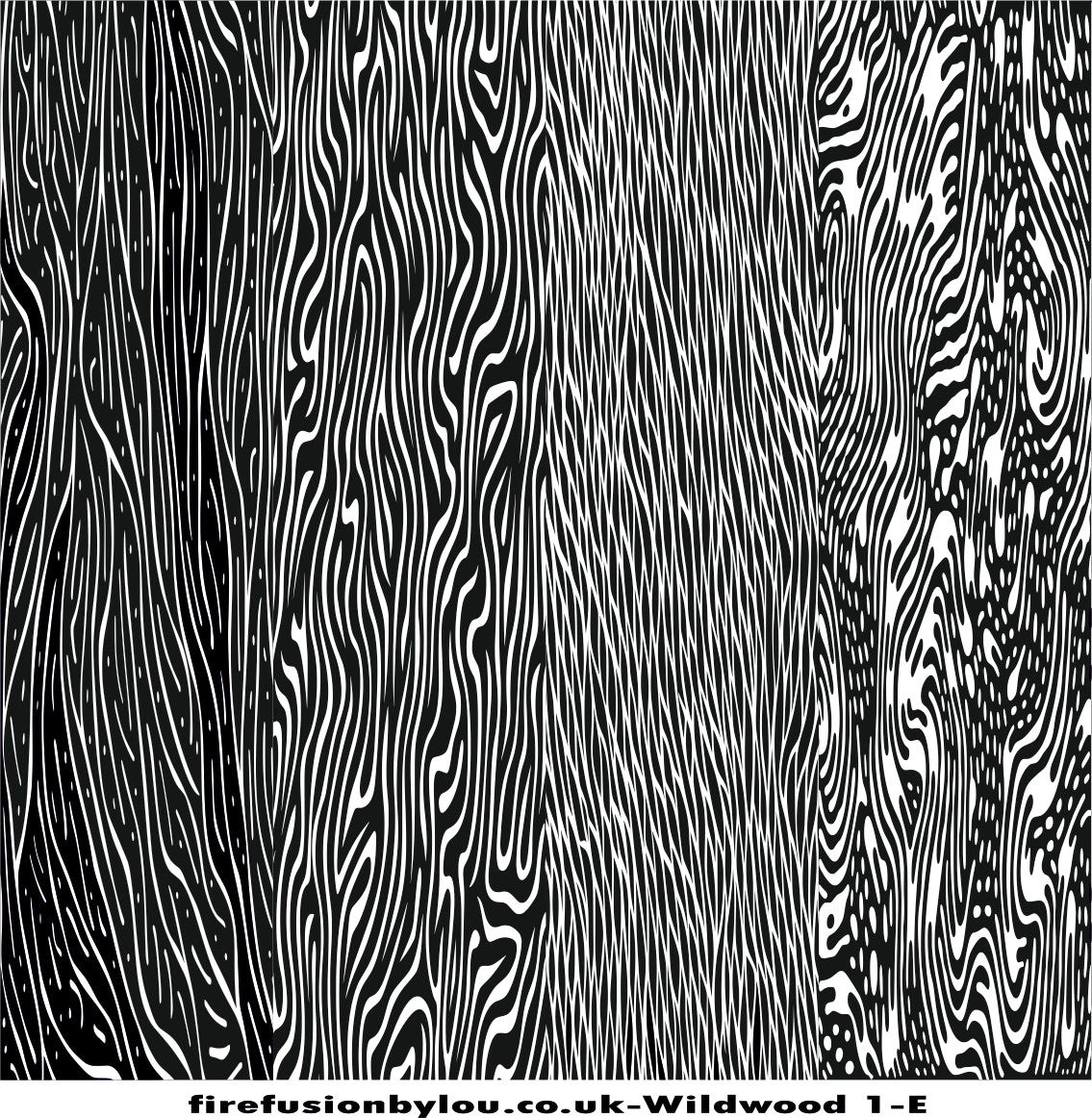A embossed texture mat of wildwood. This picture shows the texture mat pattern in black and white for use on metal clay or polymer clay.