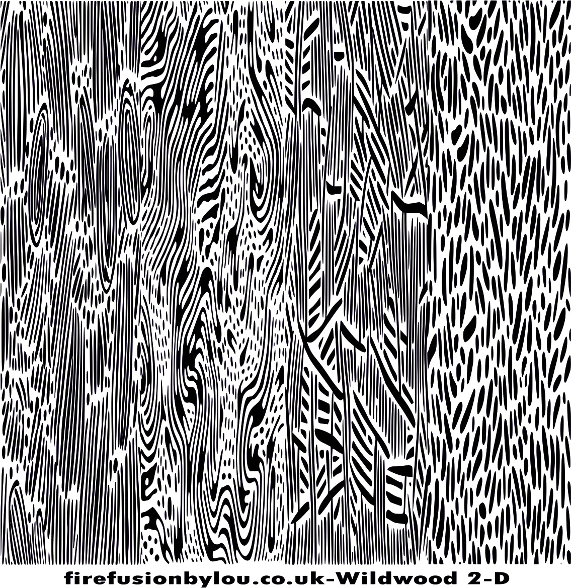 A debossed texture mat of wildwood. This picture shows the texture mat pattern in black and white for use on metal clay or polymer clay.