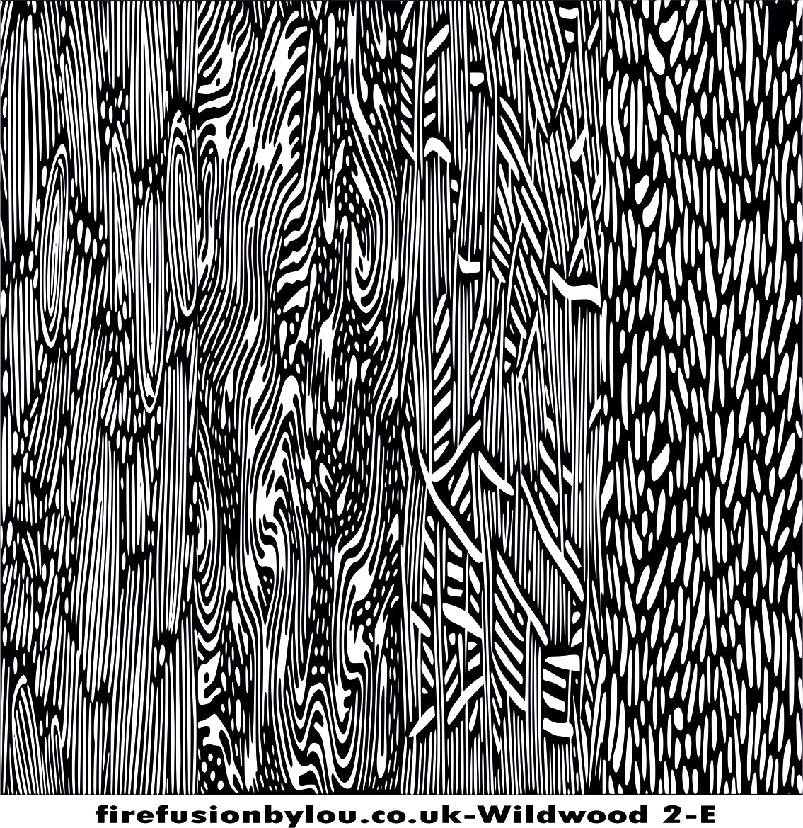 A embossed texture mat of wildwood. This picture shows the texture mat pattern in black and white for use on metal clay or polymer clay.