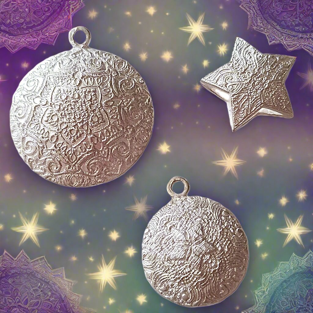 My collection of Celtic Mandala hearts and stars texture mats. These come in three sizes and two sizes. The small texture mats have two designs and the larger texture mats have three designs. Very intricate designs.