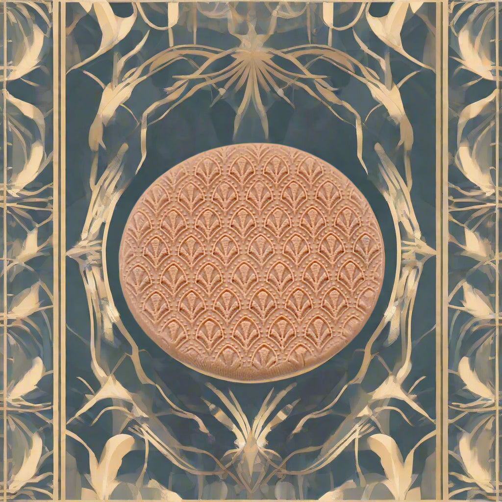 An art deco pattern embossed in silly putty Using a debossed texture mat. This will give you an idea of what it will look like on metal clay or polymer clay.
