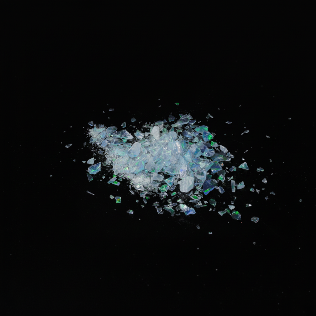 Blue and green crushed opal on a black background