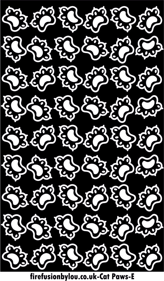 A Cat paw pattern embossed texture mat in grey material. This picture shows the texture mat pattern in black and white for use on metal clay or polymer 