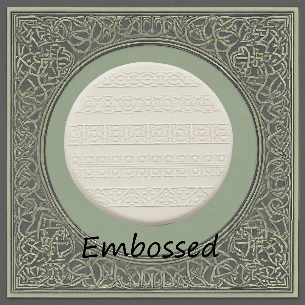Celtic patterns debossed in clay using an embossed texture mat. 