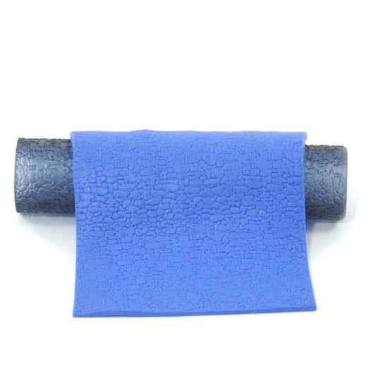 Blue textured polymer on a white background