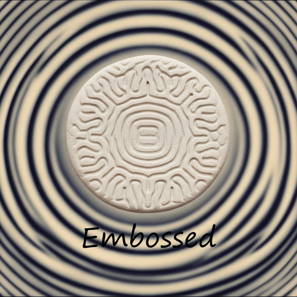 A pattern debossed in clay using a patterned embossed texture mat. 