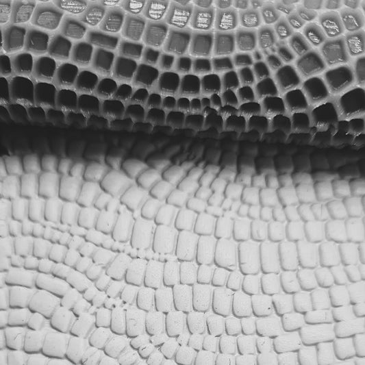 Close-up of textured crocodile pattern In clay