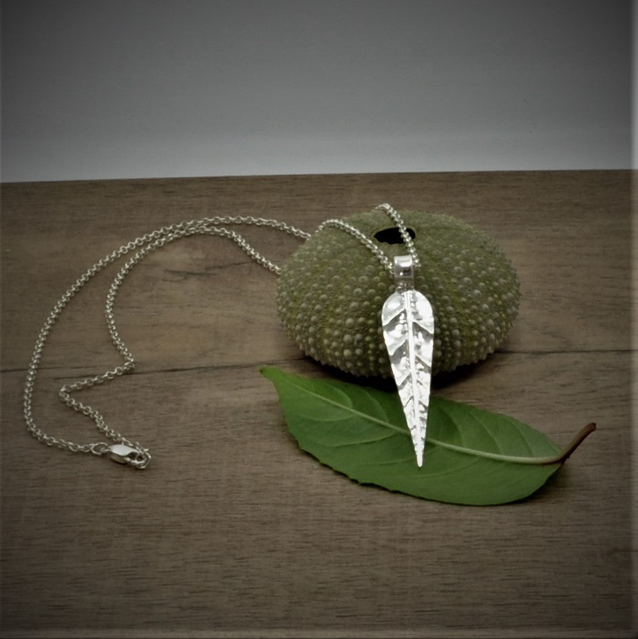 Necklace & Leaf pendant 999 fine silver