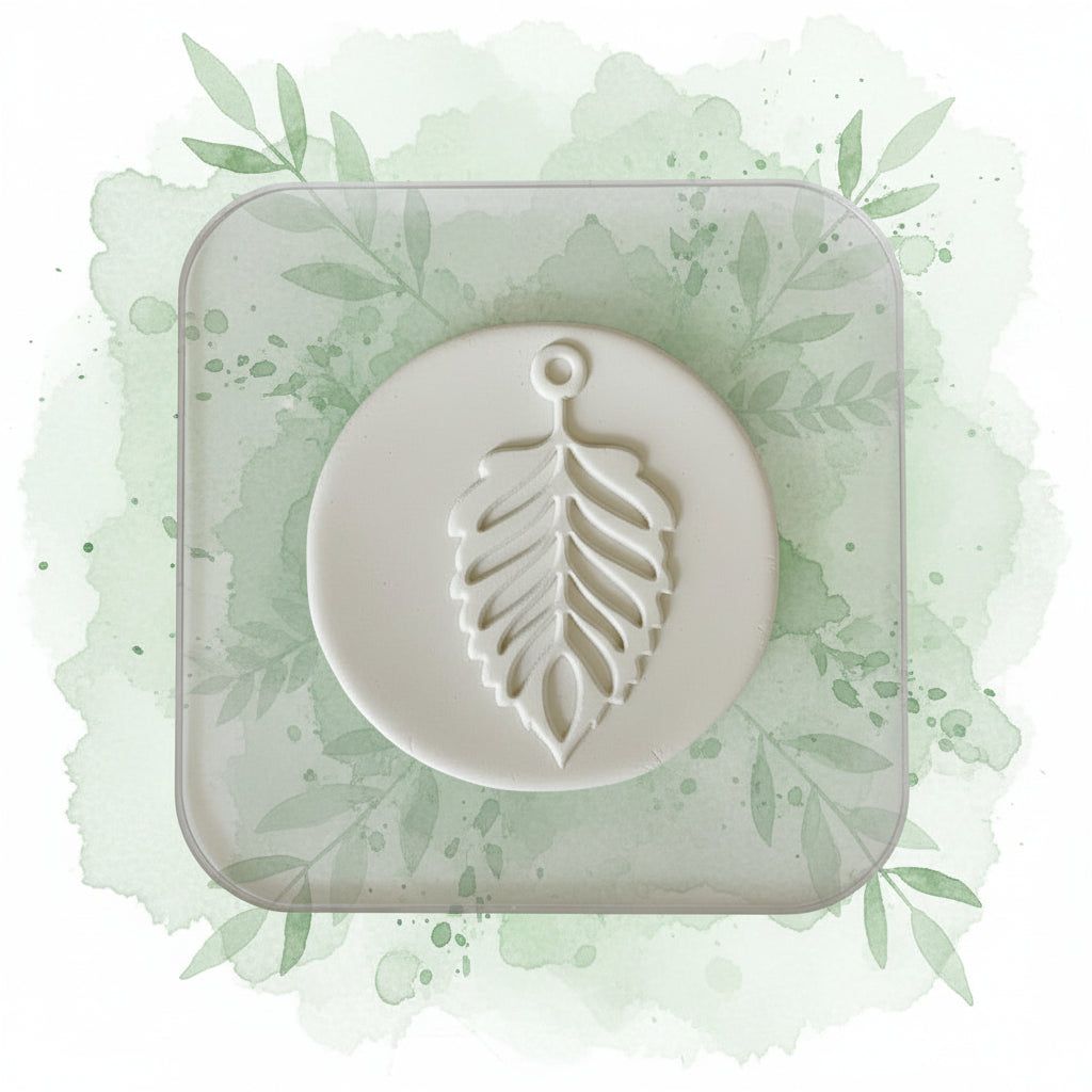 White clay leaf design on a leaf background.