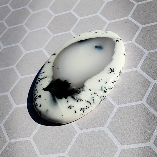 Dendrite agate on a hexagonal background.