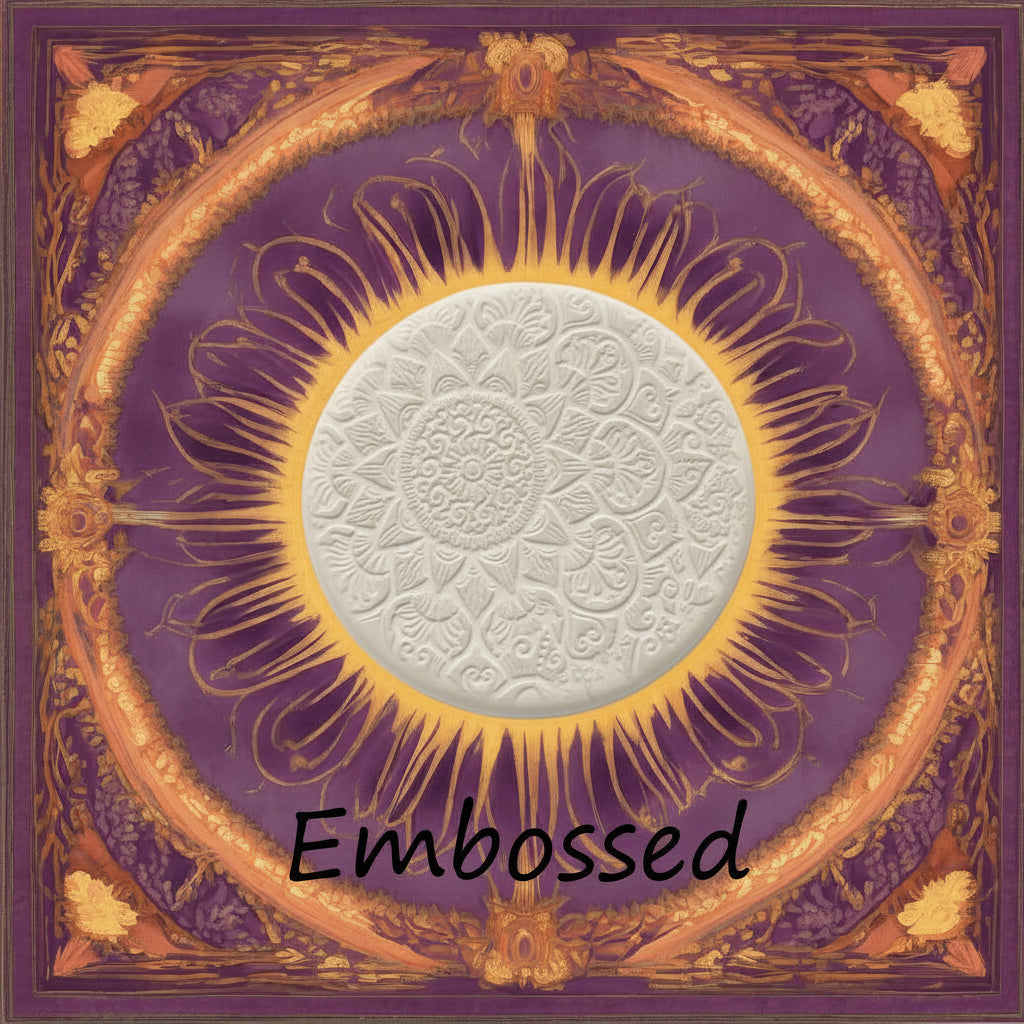 A flowery mandala pattern debossed in clay Using a debossed texture mat.