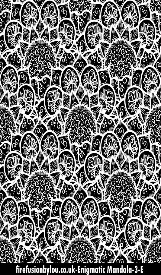An embossed texture mat of intricate  flowers repeat pattern. This picture shows the texture mat pattern in black and white for use on metal clay or polymer clay.
