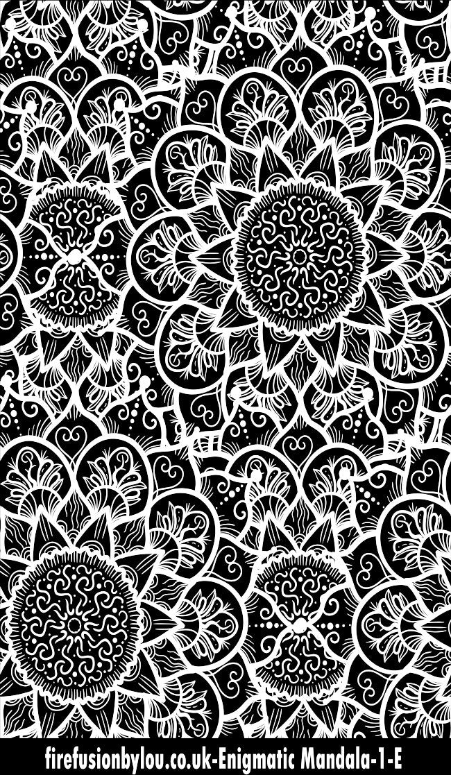 A embossed texture mat of intricate  flower repeat pattern. This picture shows the texture mat pattern in black and white for use on metal clay or polymer clay.
