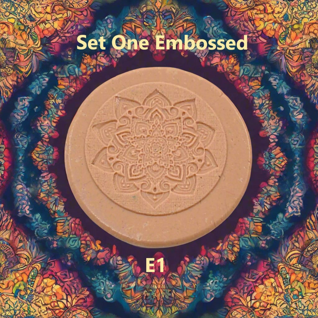 A mandala pattern debossed in silly putty using an embossed texture mat. This will give you an idea of what it will look like on metal clay or polymer clay.