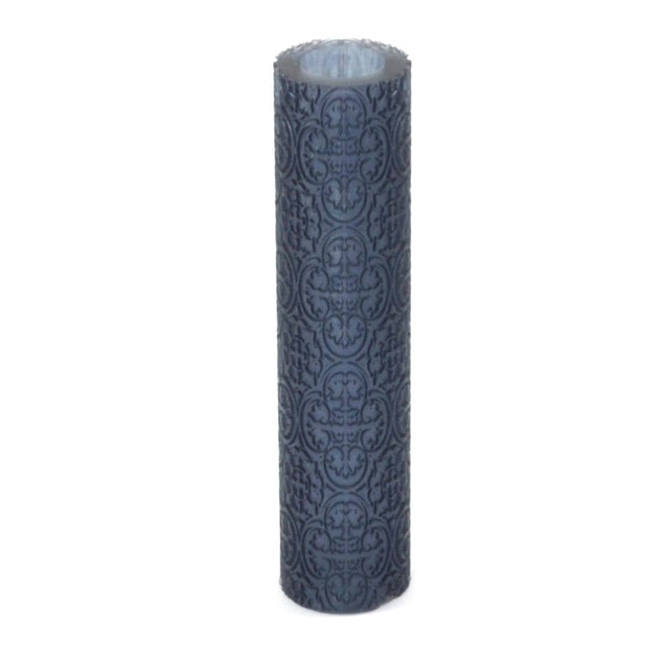 Decorative cylindrical object with a pattern on a white background