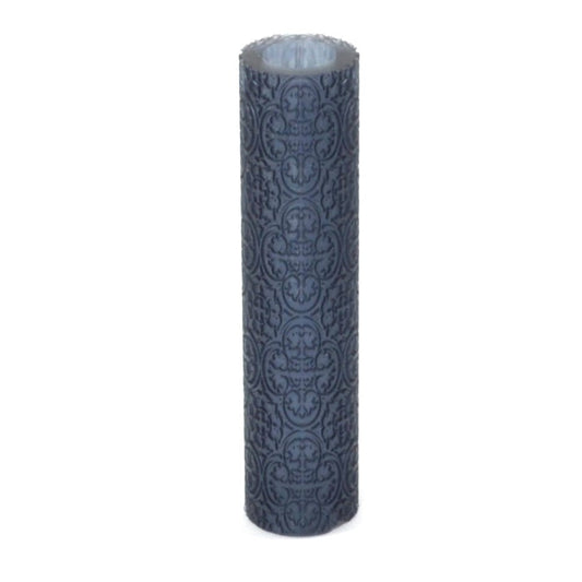Decorative cylindrical object with a pattern on a white background