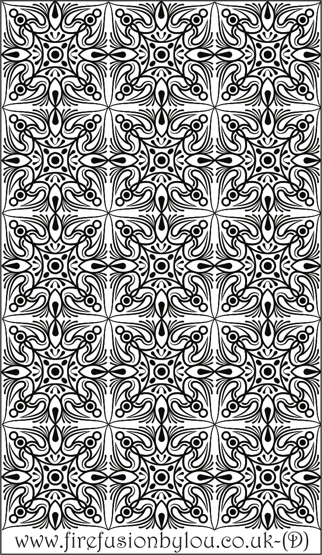 A debossed fancy geometric texture mat. This picture shows the texture mat pattern in black and white for use on metal clay or polymer clay.