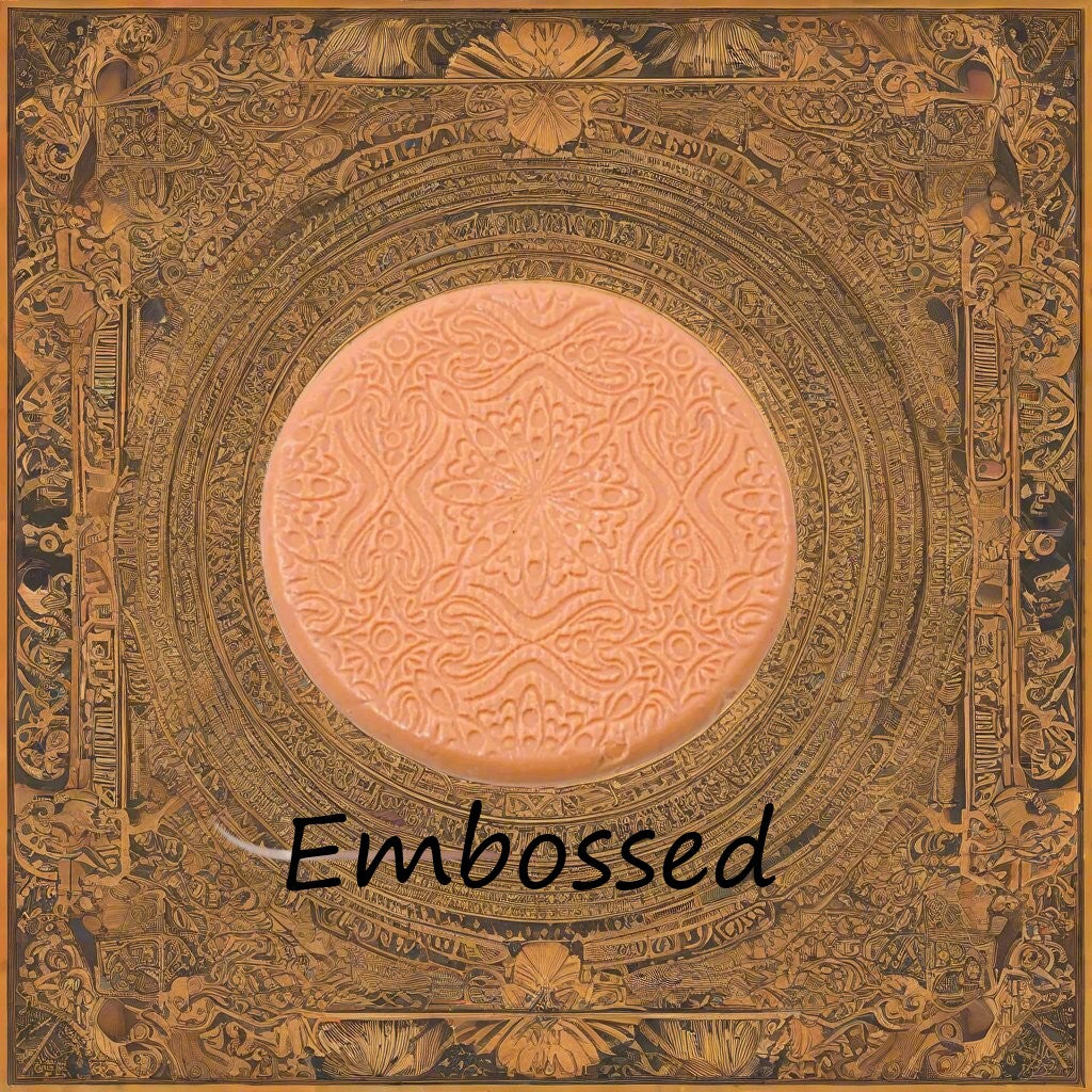 fancy intricate geometric design debossed in silly putty Using a embossed texture mat. This will give you an idea of what it will look like on metal clay or polymer clay