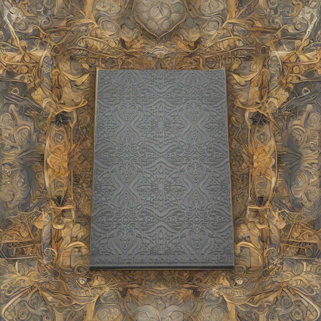 fancy geometric embossed texture mat in grey material. The texture mat pattern will give a debossed effect on metal clay or polymer clay.