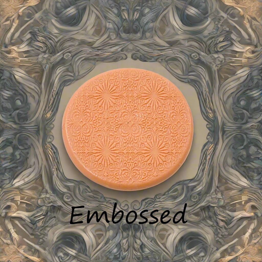fancy intricate geometric design debossed in silly putty Using a embossed texture mat. This will give you an idea of what it will look like on metal clay or polymer clay