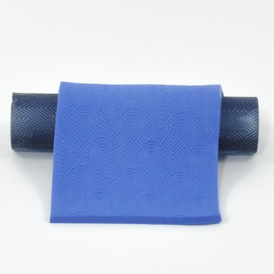 Blue textured mat with a white background