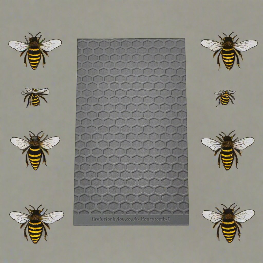 A 95 x 55 mm embossed texture mat in a honeycomb repeat design. Use to make a embossed impression on metal clay and polymer clay.