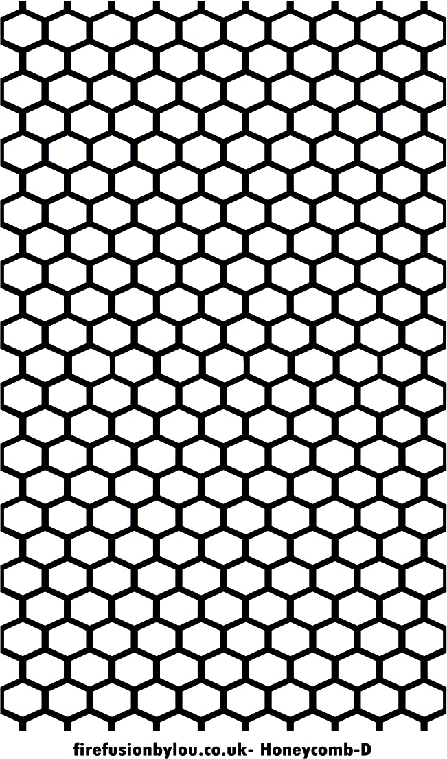 A debossed honey comb texture mat. This picture shows the texture mat pattern in black and white for use on metal clay or polymer clay.