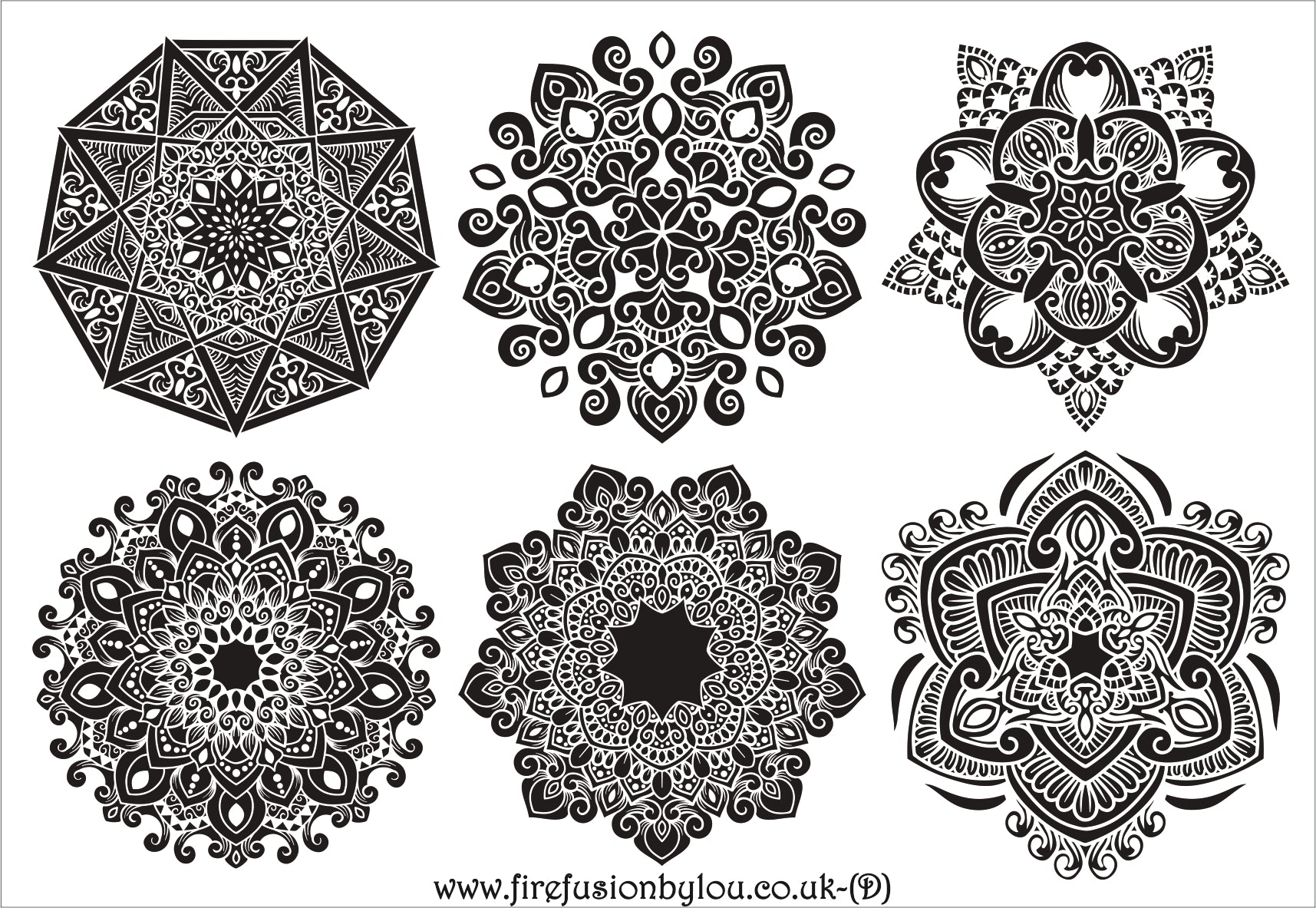 A debossed texture mat of intricate mandala. This picture shows the texture mat pattern in black and white for use on metal clay or polymer clay.
