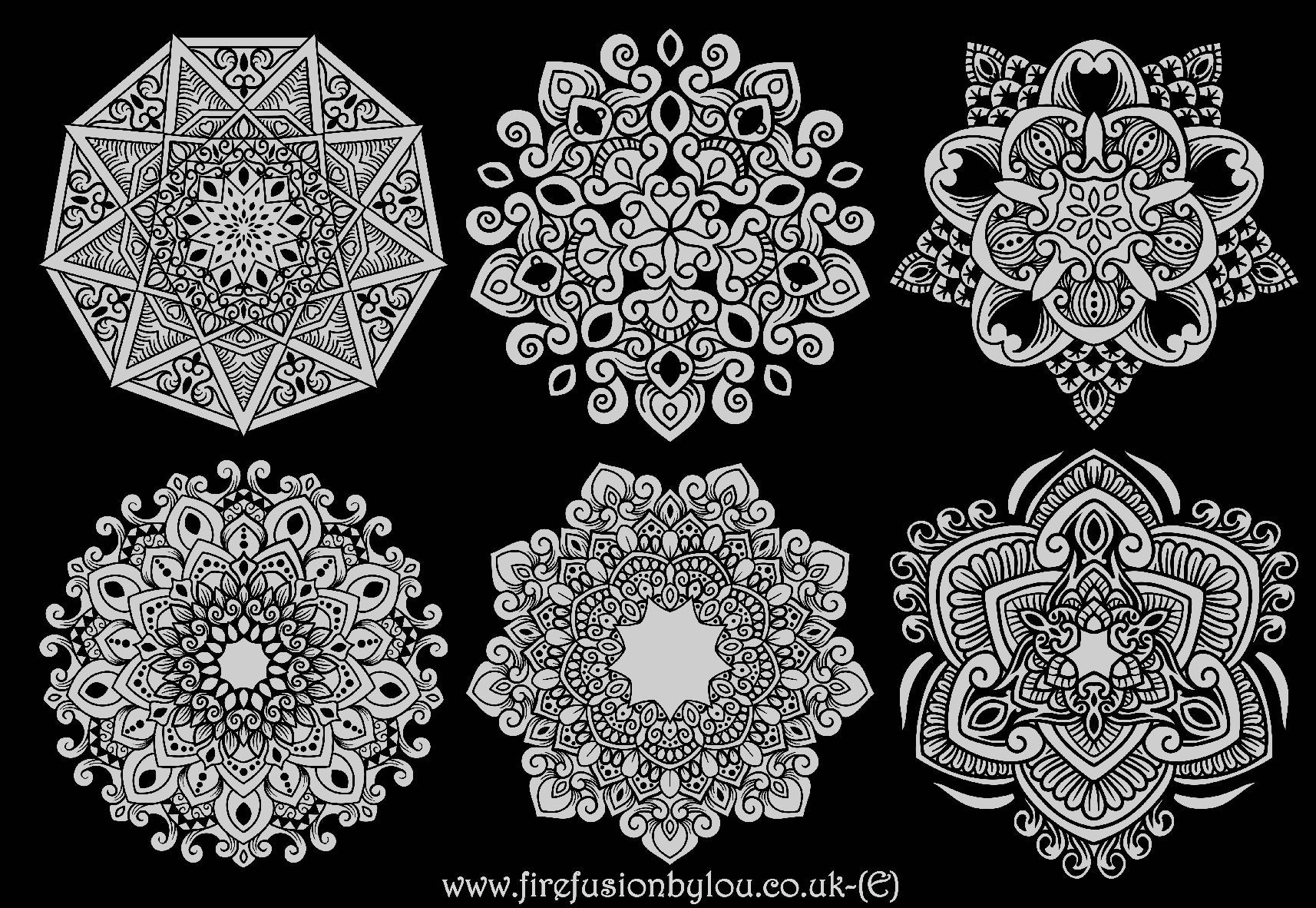 An embossed texture mat of intricate mandala. This picture shows the texture mat pattern in black and white for use on metal clay or polymer clay.
