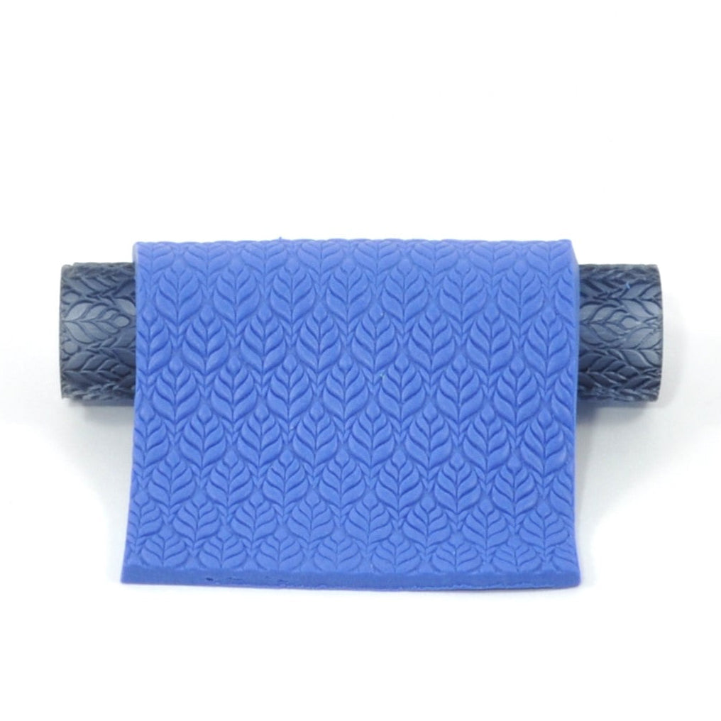 Blue textured leaves on a white background
