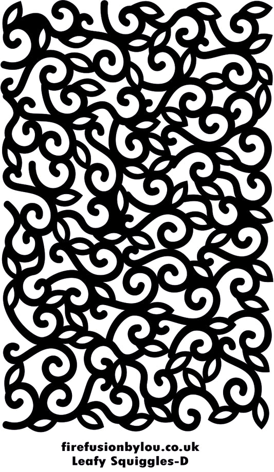 Black and white repeating ornamental scrollwork pattern with leaf-like motifs, shown as a flat graphic with the text 'firefusionbylou.co.uk