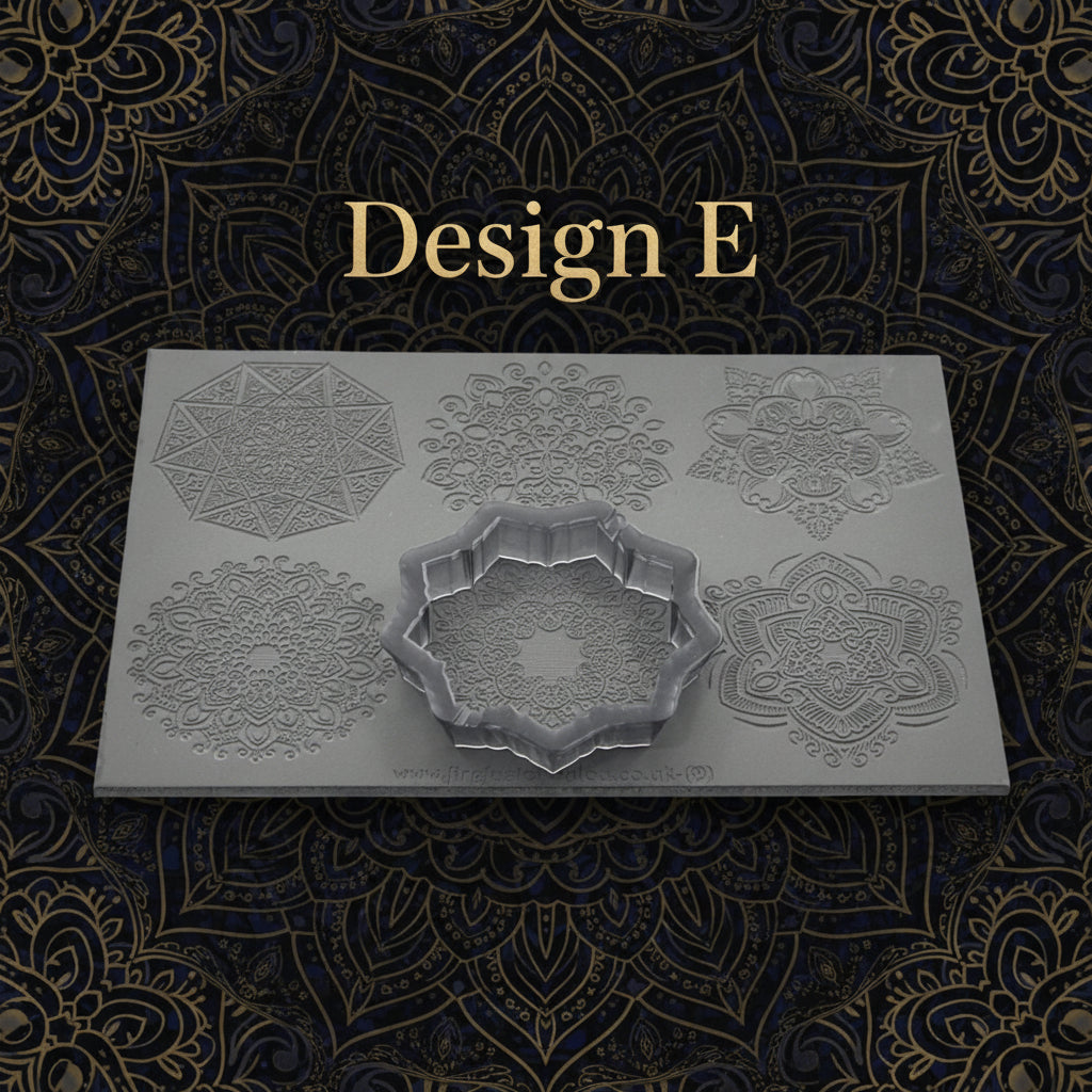 Mandala cutter with intricate patterns on a textured background
