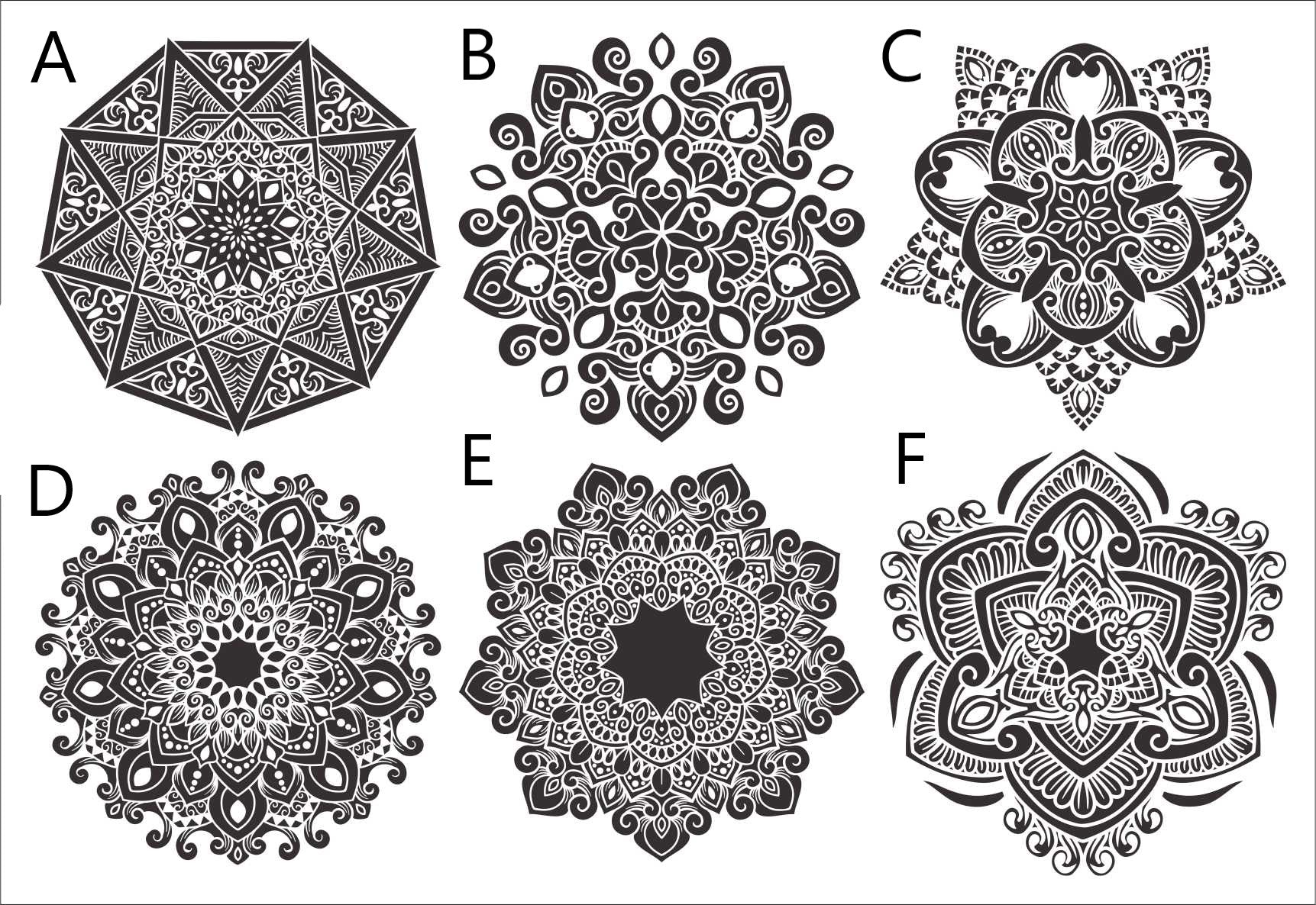 Mandala six large designs texture mat debossed pattern for metal clay and polymer clay — 145x100mm