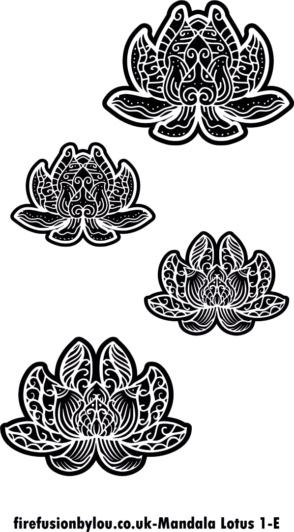 An embossed texture mat of an intricate  lotus flower petals. This picture shows the texture mat pattern in black and white for use on metal clay or polymer clay.