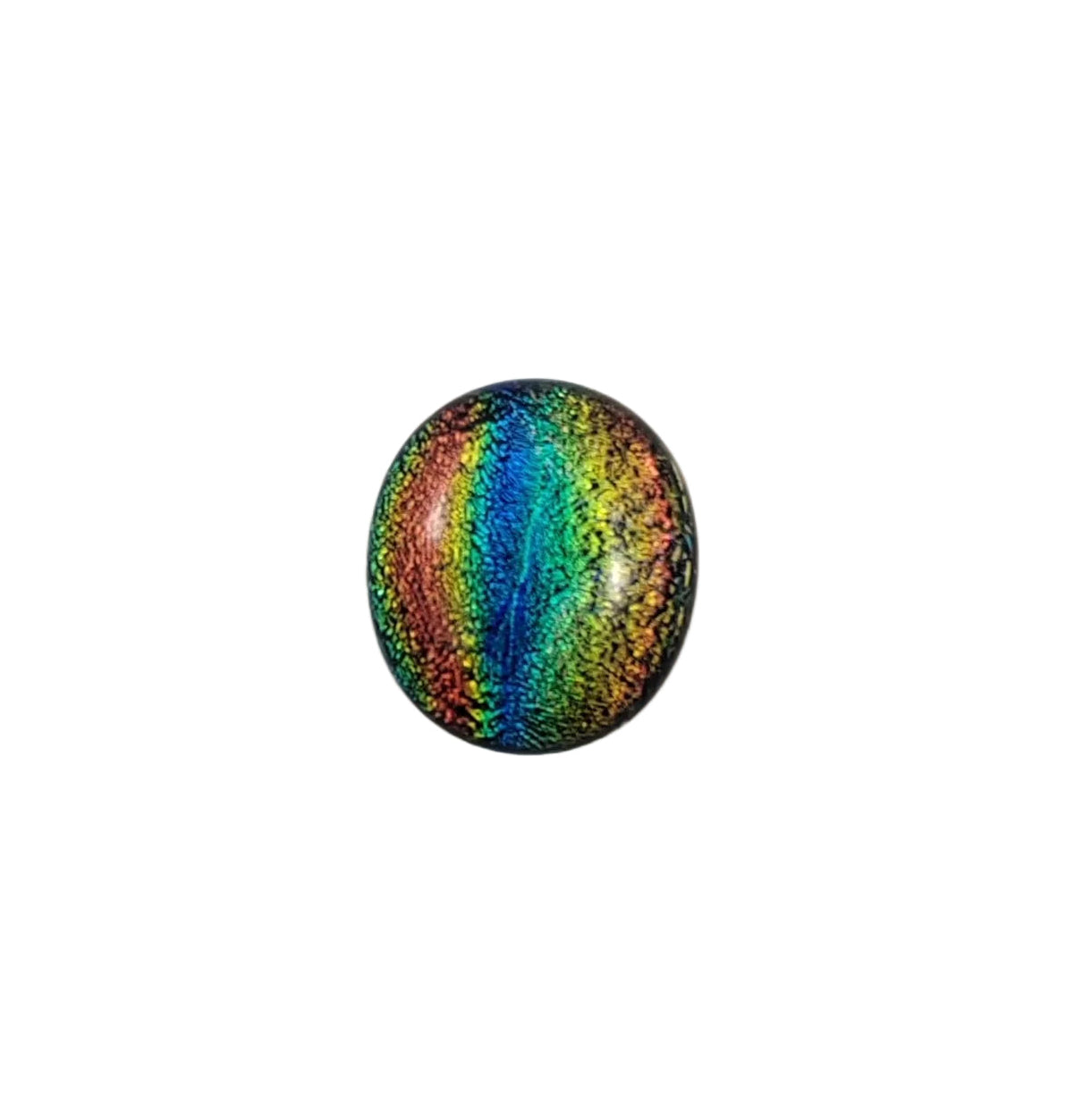 Multi-coloured dichroic glass on a white  background.