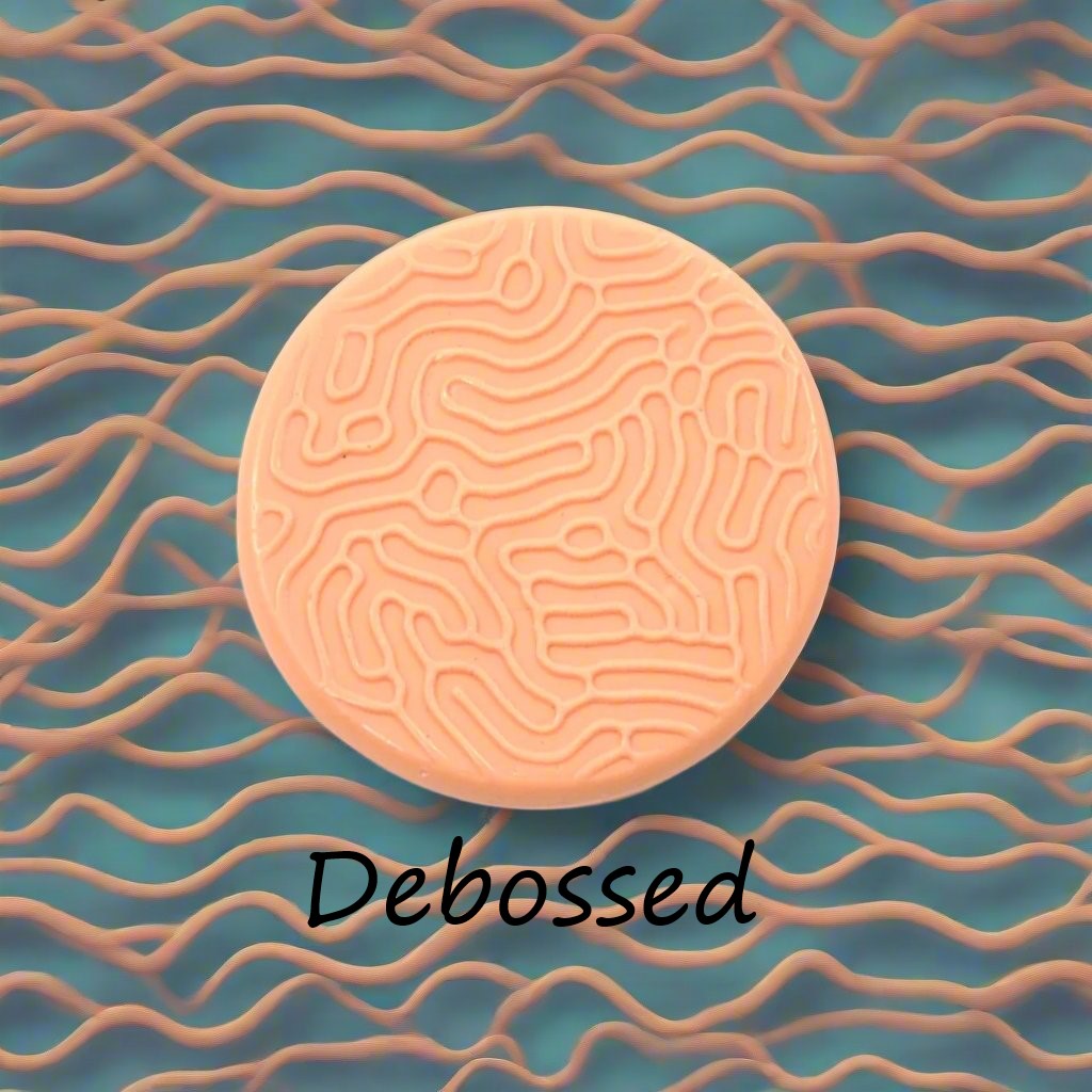 A pattern embossed in silly putty Using a patterned debossed texture mat in grey material. This will give you an idea of what it will look like on metal clay or polymer clay.