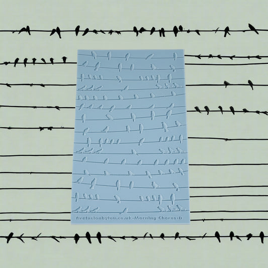 Birds in song pattern debossed texture mat. This texture mat will give you an embossed effect on metal clay or polymer clay.