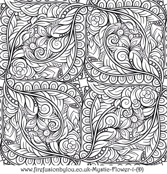 A debossed texture mat of mystic flowers. This picture shows the texture mat pattern in black and white for use on metal clay or polymer clay.
