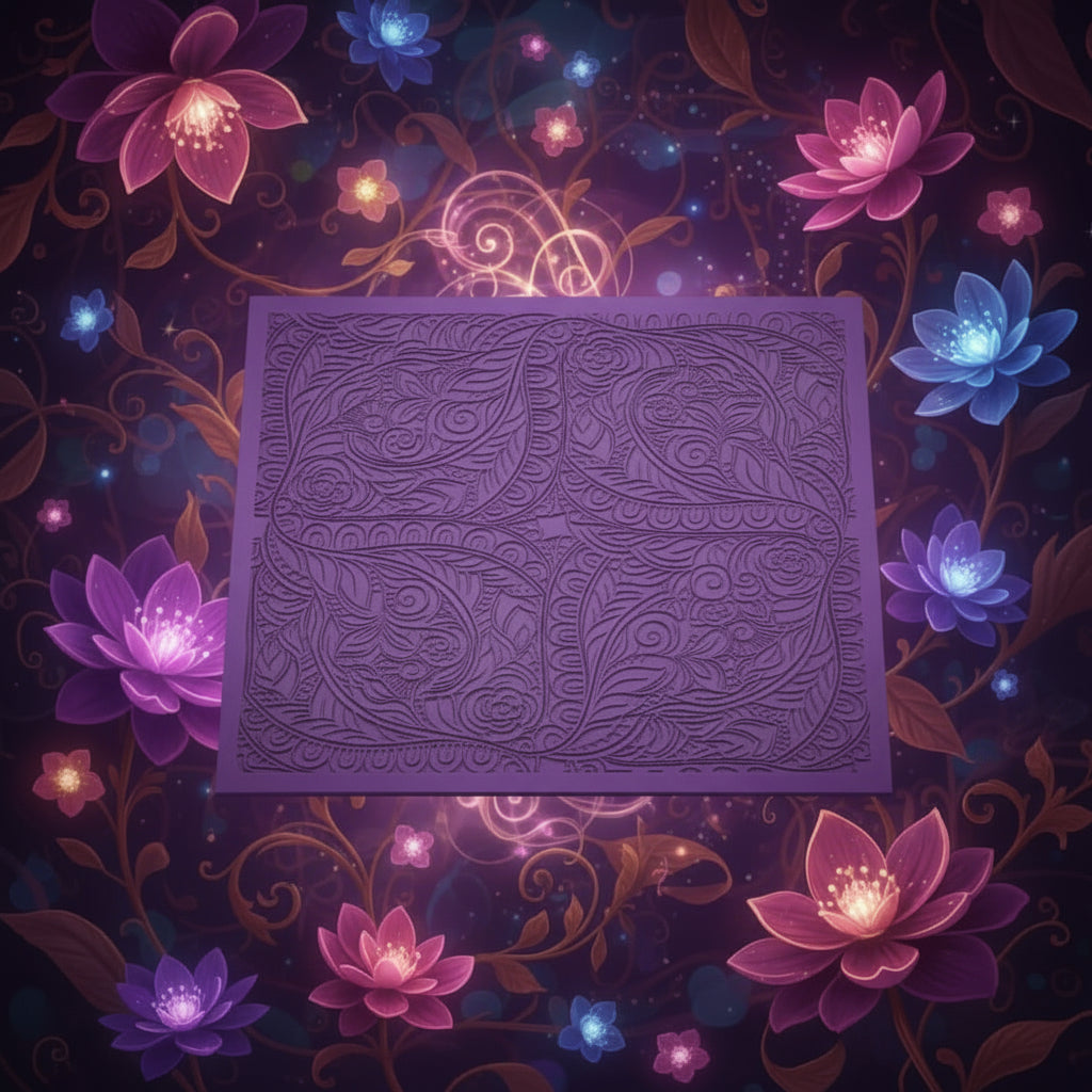 Embossed Flowery mandala style texture mat with. Use to make an impression on metal clay and polymer 