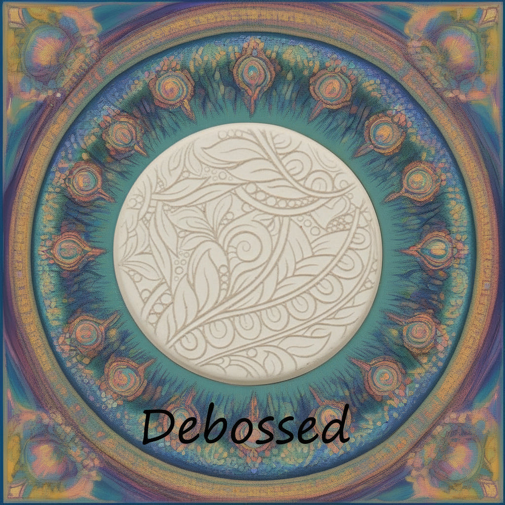 A flowery design embossed in clay using a  debossed texture mat. This will give you an idea of what it will look like on metal clay or polymer clay.