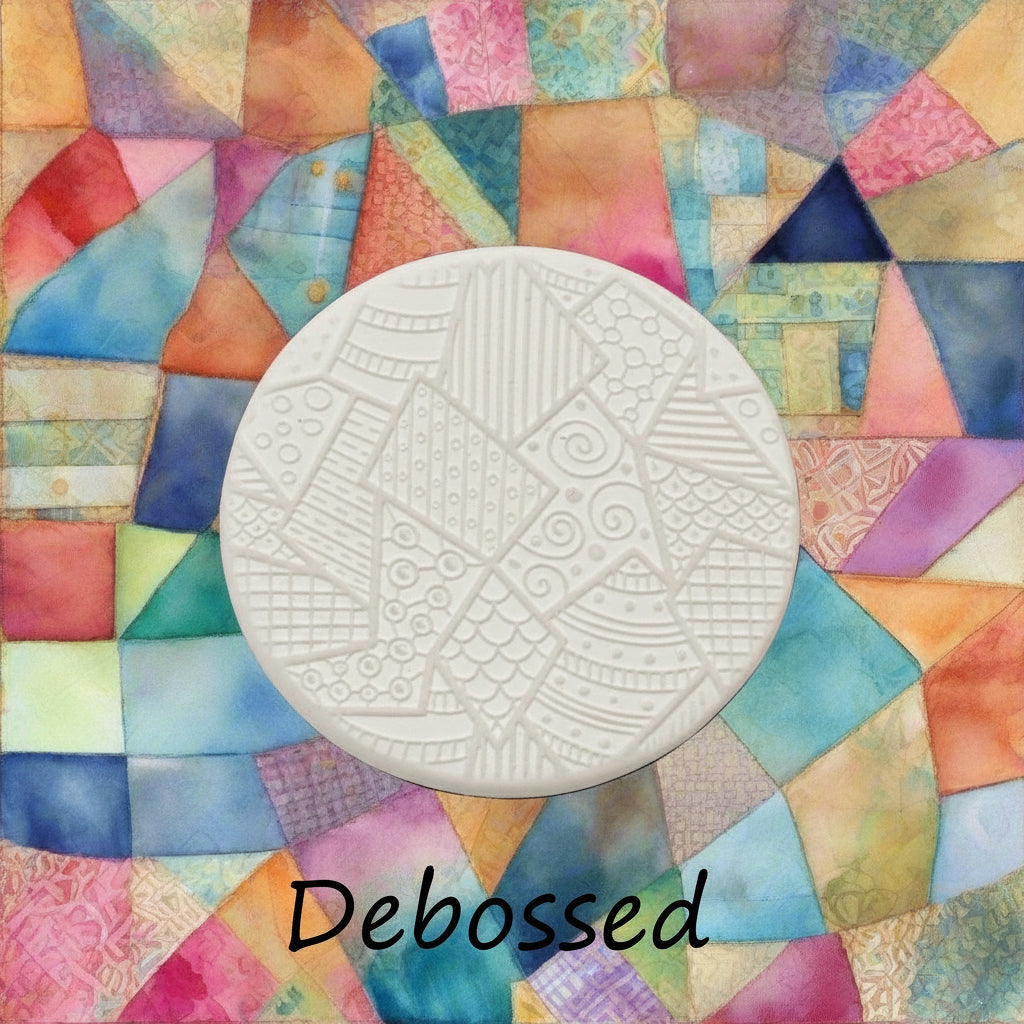 A pattern embossed in clay using a patterned debossed texture mat