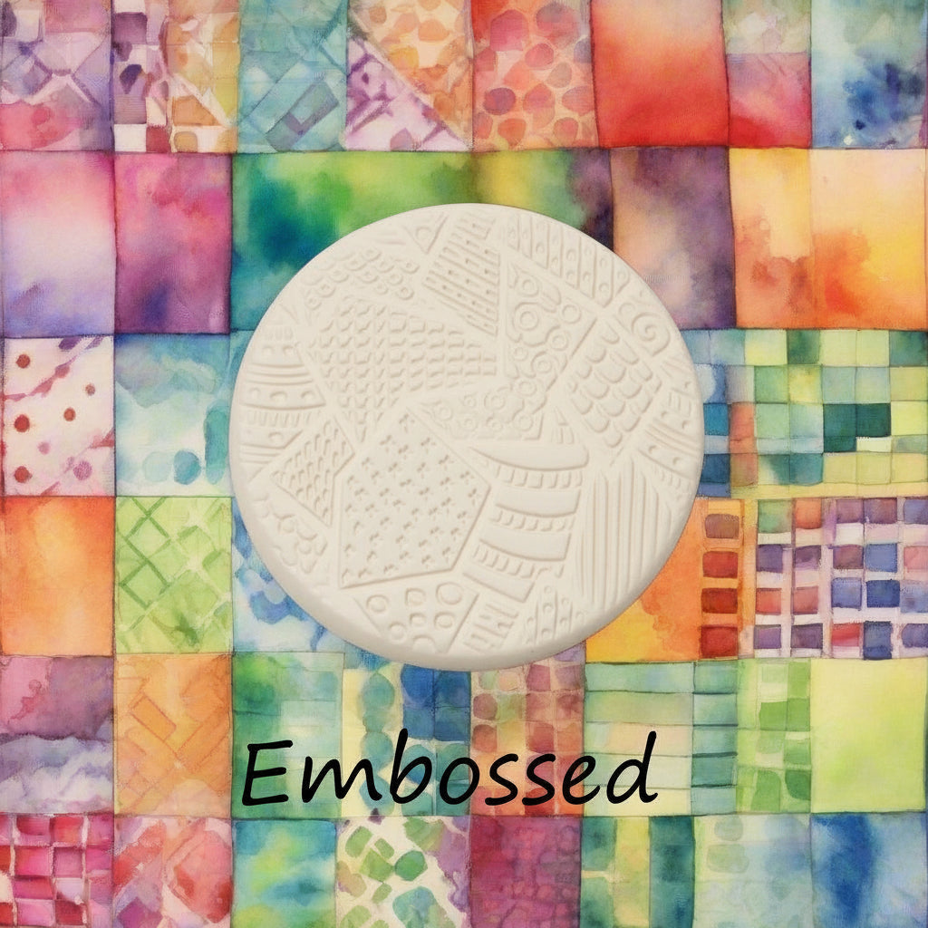 A pattern debossed in clay using a patterned embossed texture mat.