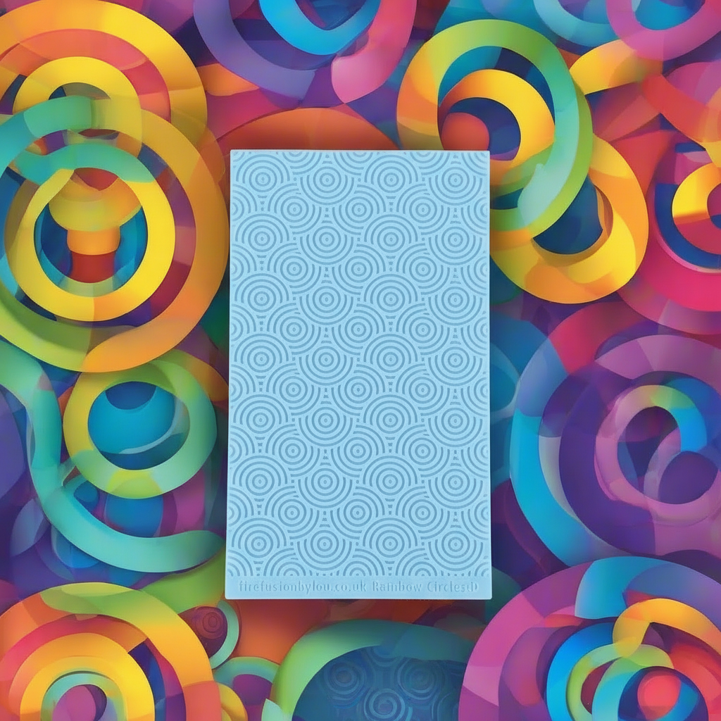 Colorful abstract pattern with a blue rectangular object in the center